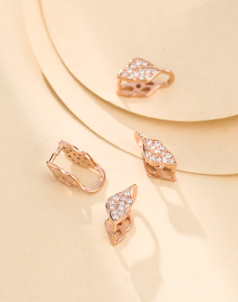 览日鸟扣s925银扣头蜜蜡吊坠扣diy配件18金玫瑰金玉佩卡扣头 白金色