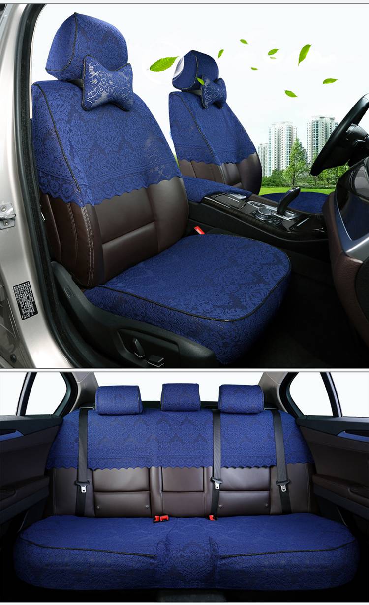 蕾丝座套汽车四季通用加厚车座椅半截套布艺坐垫车套半包椅套秋冬花瓶