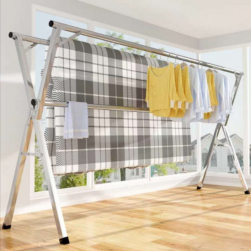 架 晾衣架落地折叠室内外晒衣架双杆三杆式阳台挂衣架x型简易晾衣杆
