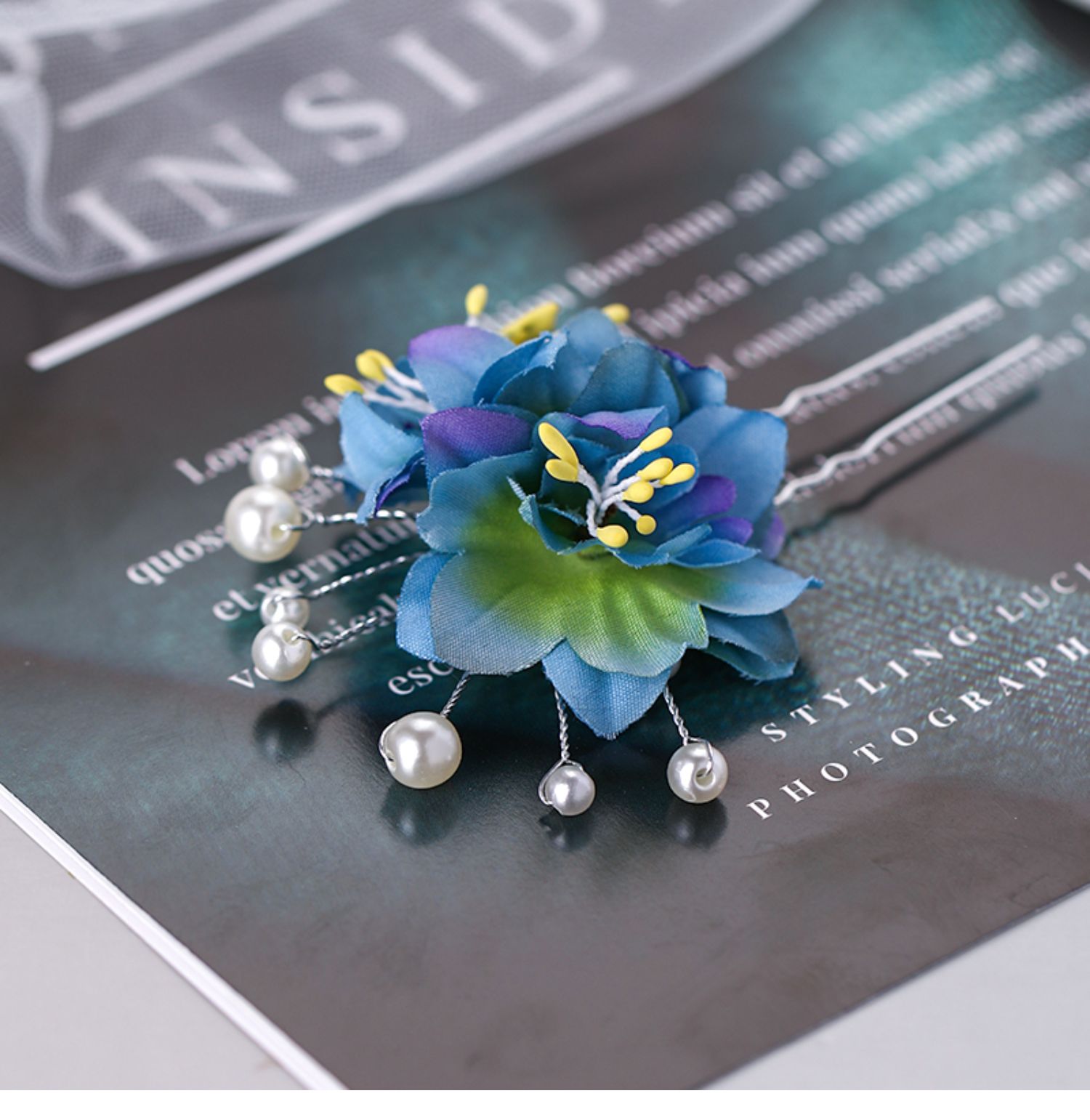 绢花发簪汉服点缀小发钗u型珍珠簪子森系仿花头饰写古风饰品全部九