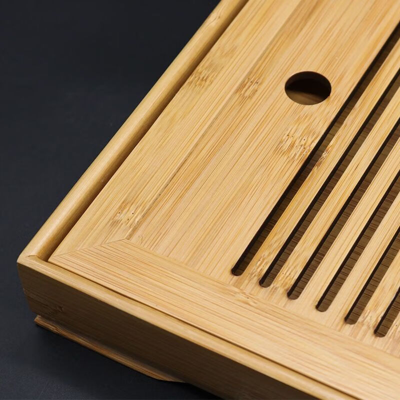 竹茶盘竹托盘竹木茶盘拉丝经典盛水竹制小拍水泡茶茶台功夫茶具小号雅