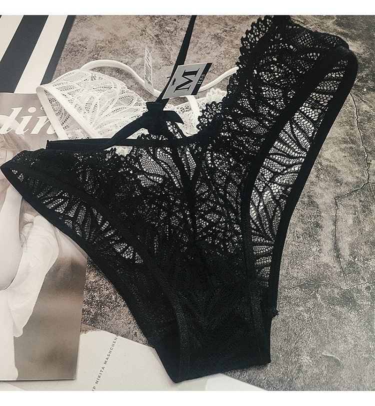 qiwn新款性感丁字裤女低腰性感女士内裤女迷人学生韩版少女黑色蕾丝