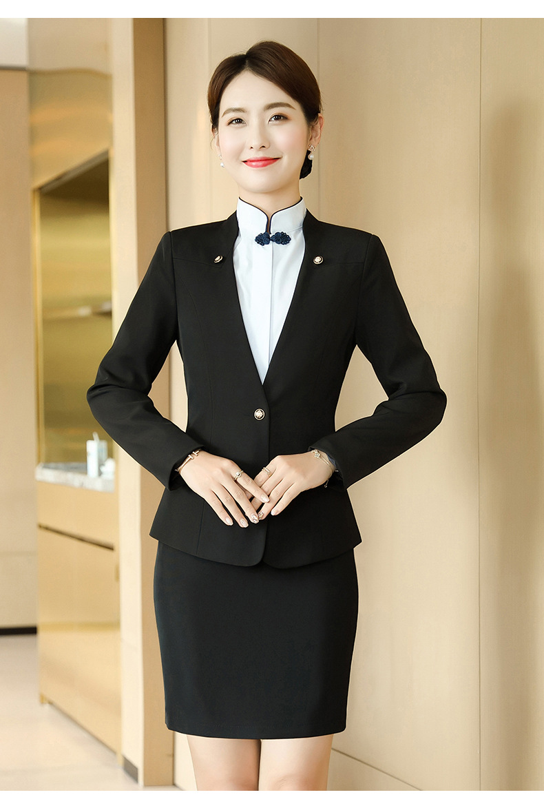 大堂经理工作装春装新款职女装空姐制服中式无领长袖西装酒店大堂经理