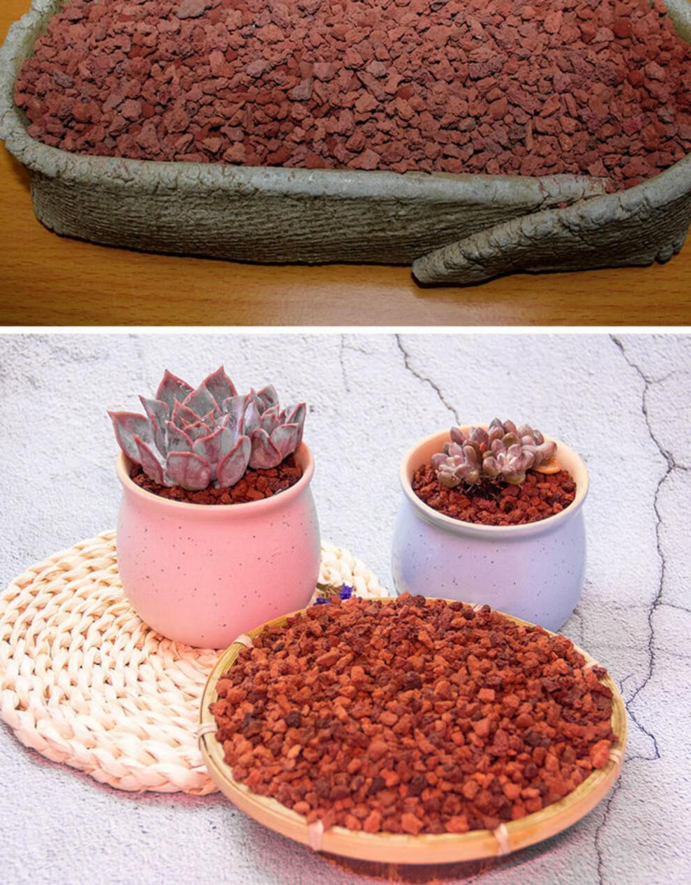 火山石红火山岩颗粒石头造景多肉兰花石专用营养土火山铺面石 红色6