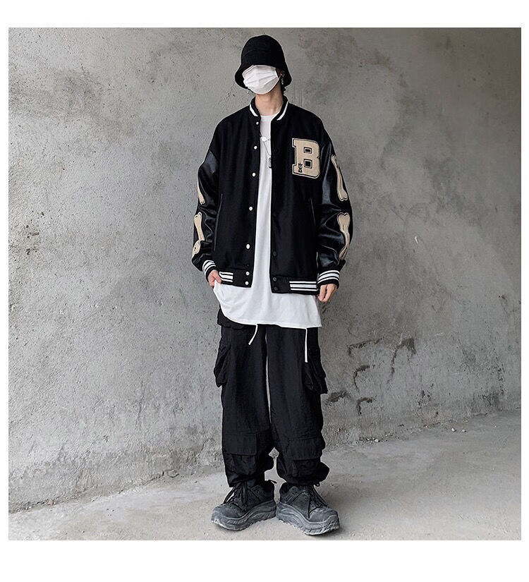 世纪男孩centuryboy高街机能风工装夹克外套男宽松原宿毛呢棒球服潮牌