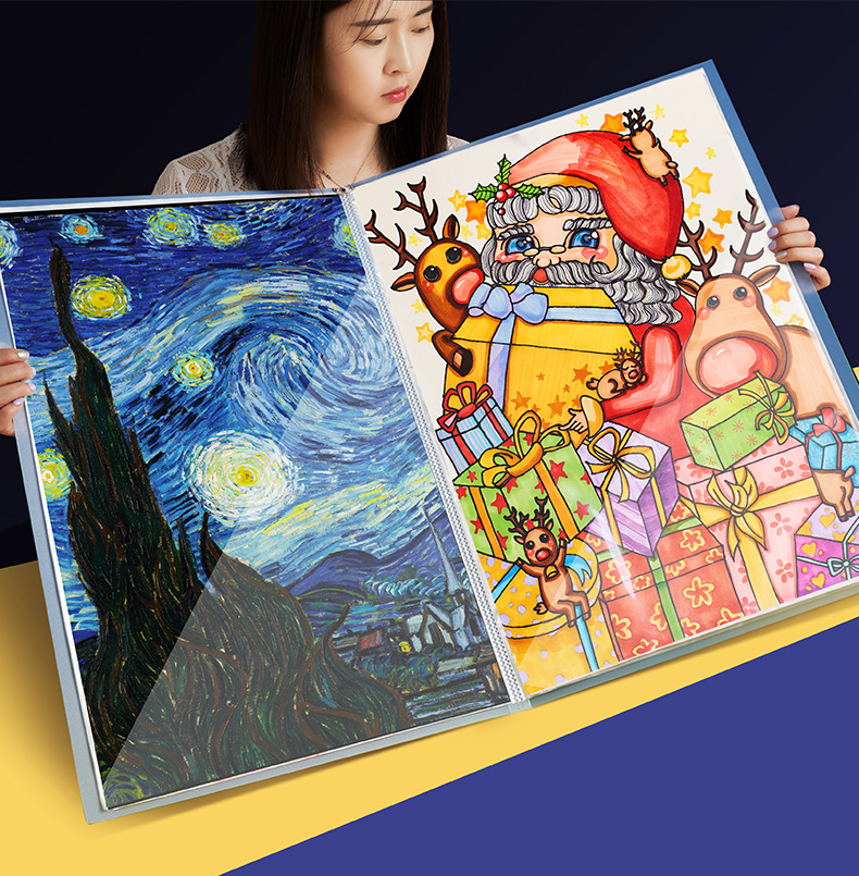 安格里a3文件夹a2/4k资料册装画画的海报夹奖状收集册 8k画册夹收纳册