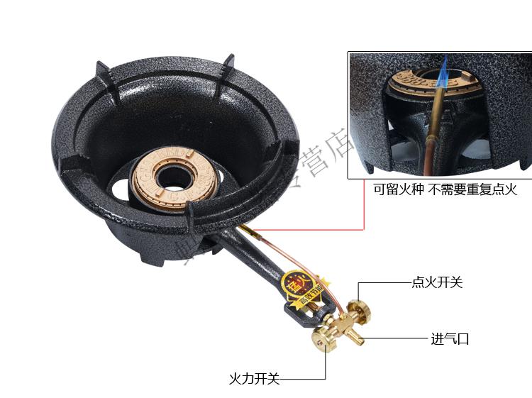 煤气灶单灶中压猛火炉高压猛火炉头燃气灶饭店专用灶头ph6号电子打火