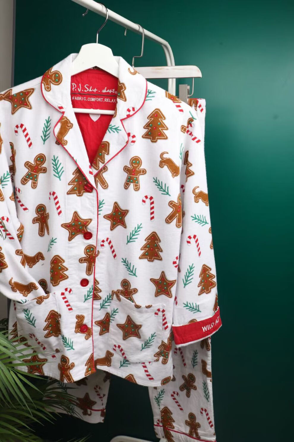 圣诞睡衣圣诞节睡衣轻奢睡衣女圣诞节磨毛秋冬款长袖长裤家居服 pjs