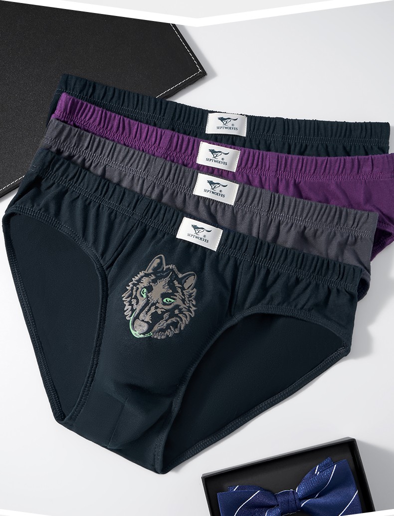 七匹狼男士内裤男纯棉中腰夏季透气三角裤男士裤衩 4条盒装 3xl(腰围