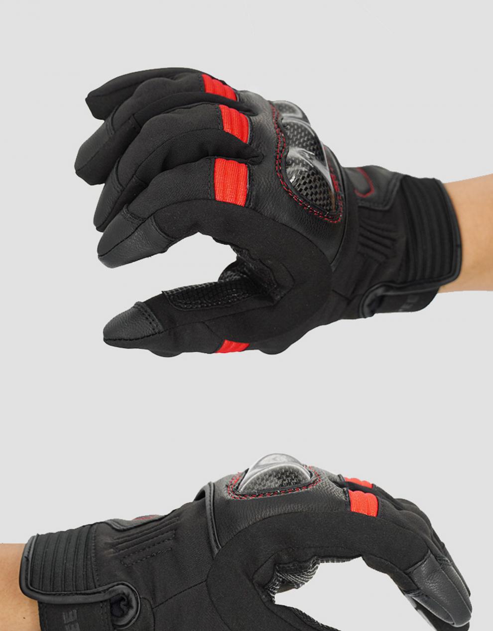骑士网风霜摩托车骑行手套冬季保暖防水加厚防风防寒重机车防摔 红色
