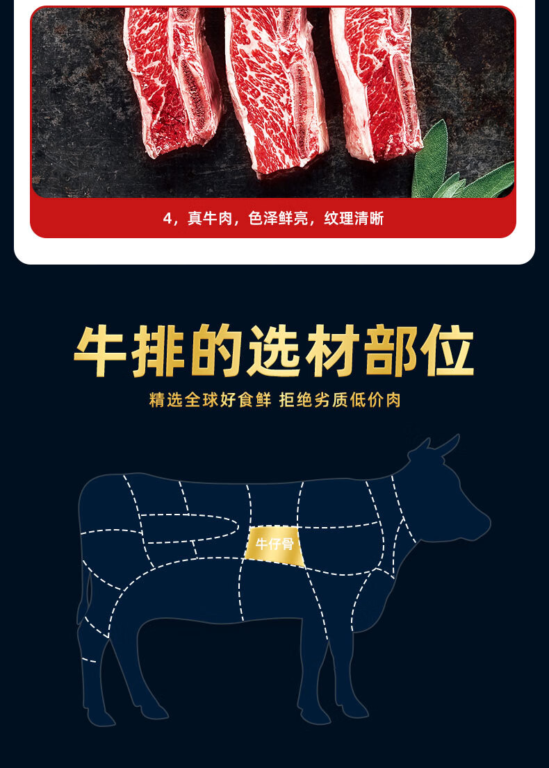 追牛族黑椒牛仔骨 1000g袋装 佳吉诚品追牛族黑椒牛仔骨牛肋排肉新鲜
