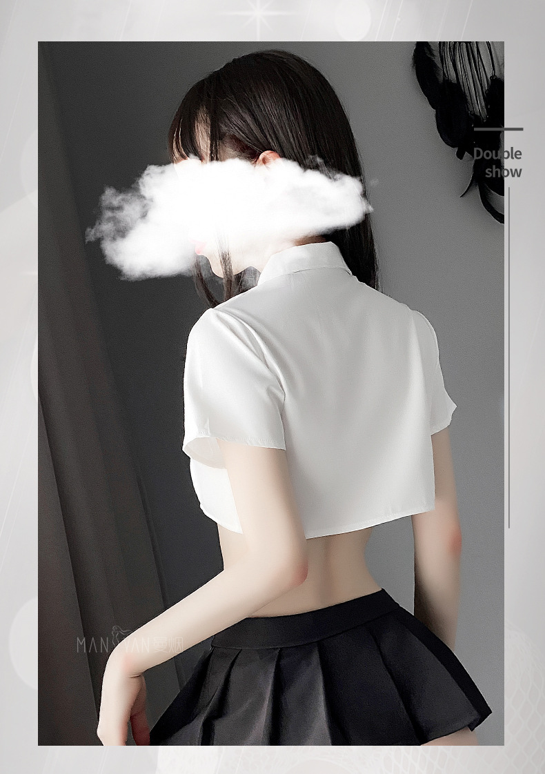 套装情趣内衣女性感睡衣露脐衬衫百褶裙清纯分体学生装学院风女王的