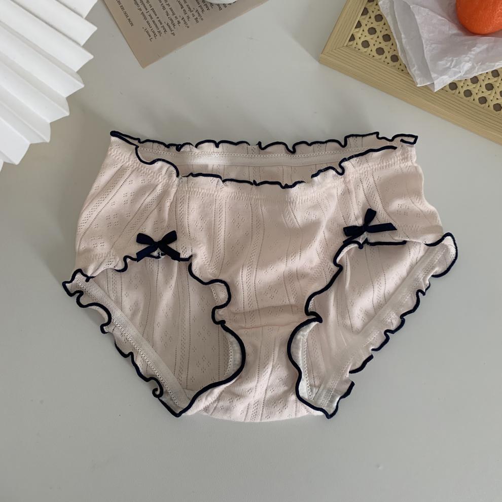 秋冬季款韩版可爱甜美少女蝴蝶结内裤中腰三条组合套装 蝴蝶结3条装
