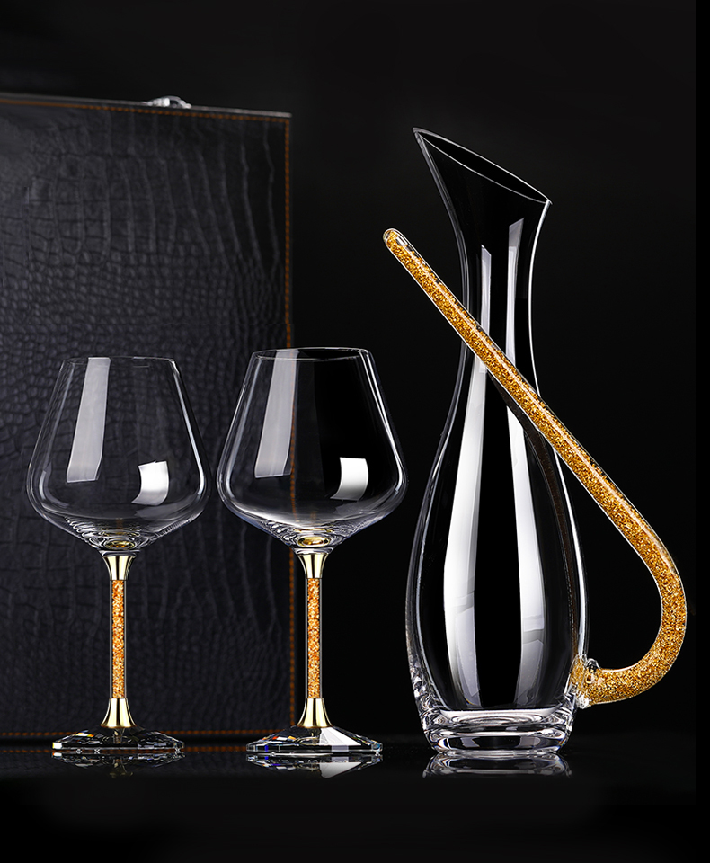 品质好物24k金箔勃艮第水晶红酒杯大号醒酒器大肚高脚杯家用酒具套装
