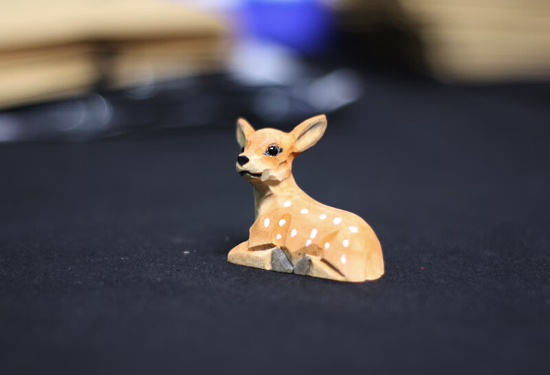 创意小鹿木雕雄鹿梅花鹿实木小鹿动物木雕摆件嘉智鹤小鹿鹿宝宝组合