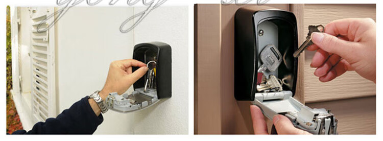 户外防盗密码锁钥匙收纳盒壁挂式门口入户门备用家用房卡保管箱w原色