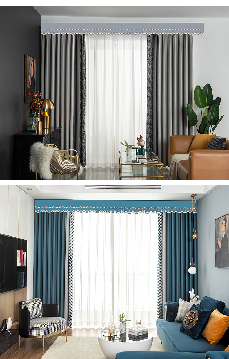 瑞齐帘头成品窗幔帘头窗帘窗帘客厅欧式装饰平幔窗帘顶部免打孔自粘每