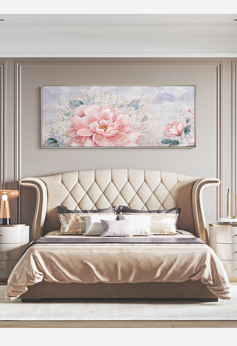 客厅卧室床头轻奢艺术挂画纯手工牡丹花装饰画大尺寸高端纯手工油画 k