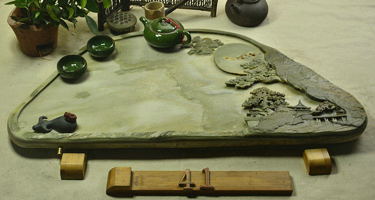 奢厨石材玉石茶台茶海大小号石头茶盘厂家手工易水砚端砚一人用茶台