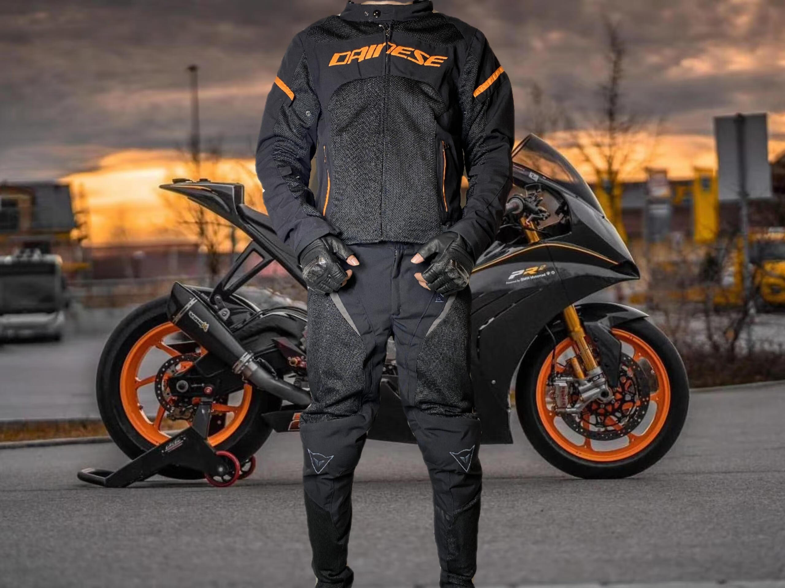 丹尼斯 摩托车骑行服赛车机车服男女套装骑士四季防水防摔夏季 黑红色