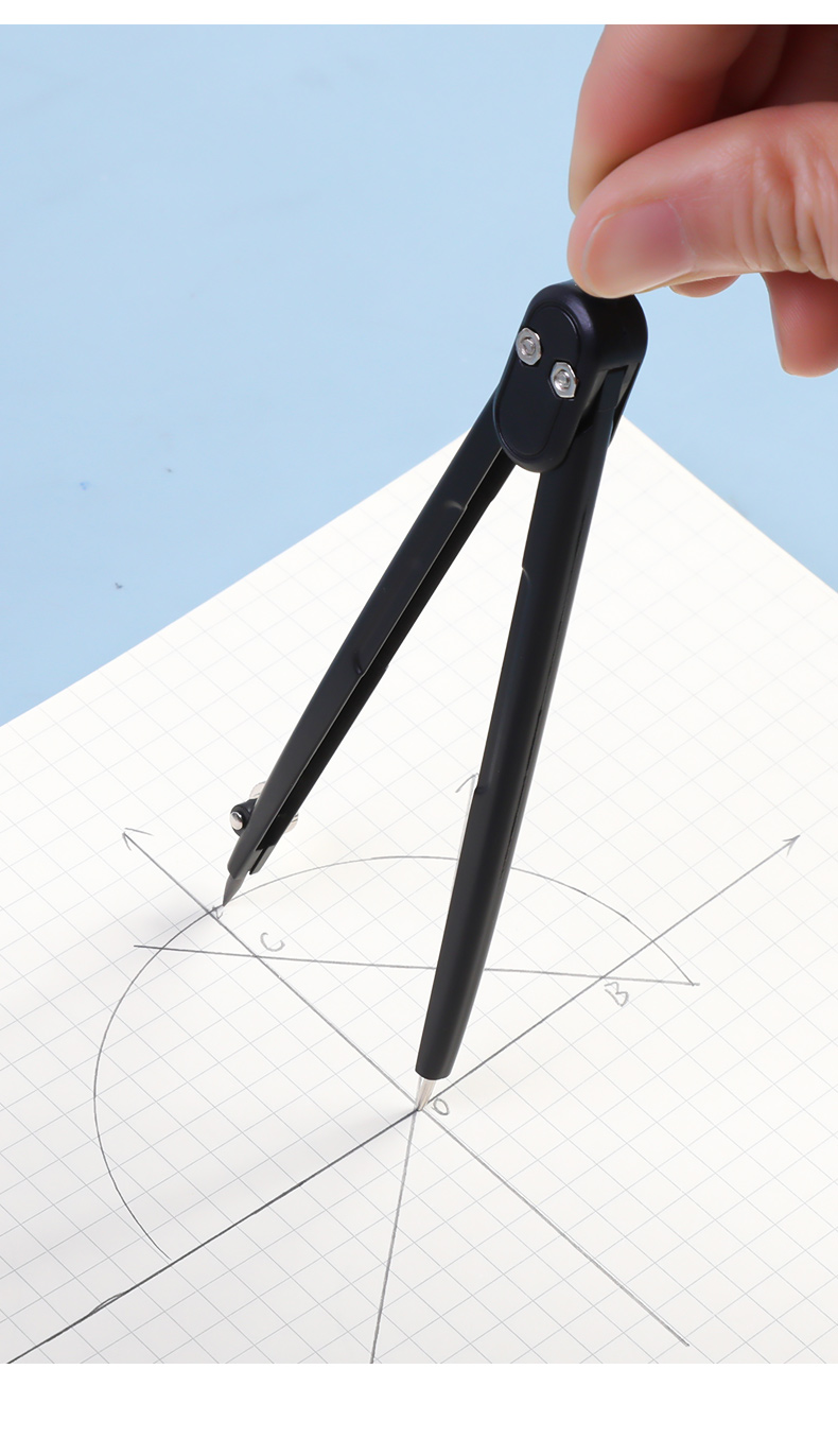 晨光文具 优品金属圆规纯色磨砂黑学生考试用半圆绘图工具优品本味