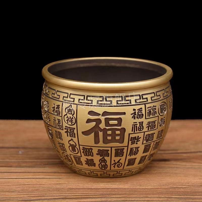 2022新款黄铜米缸聚财黄铜米缸百福缸摆件百富水缸家居客厅装饰工艺品