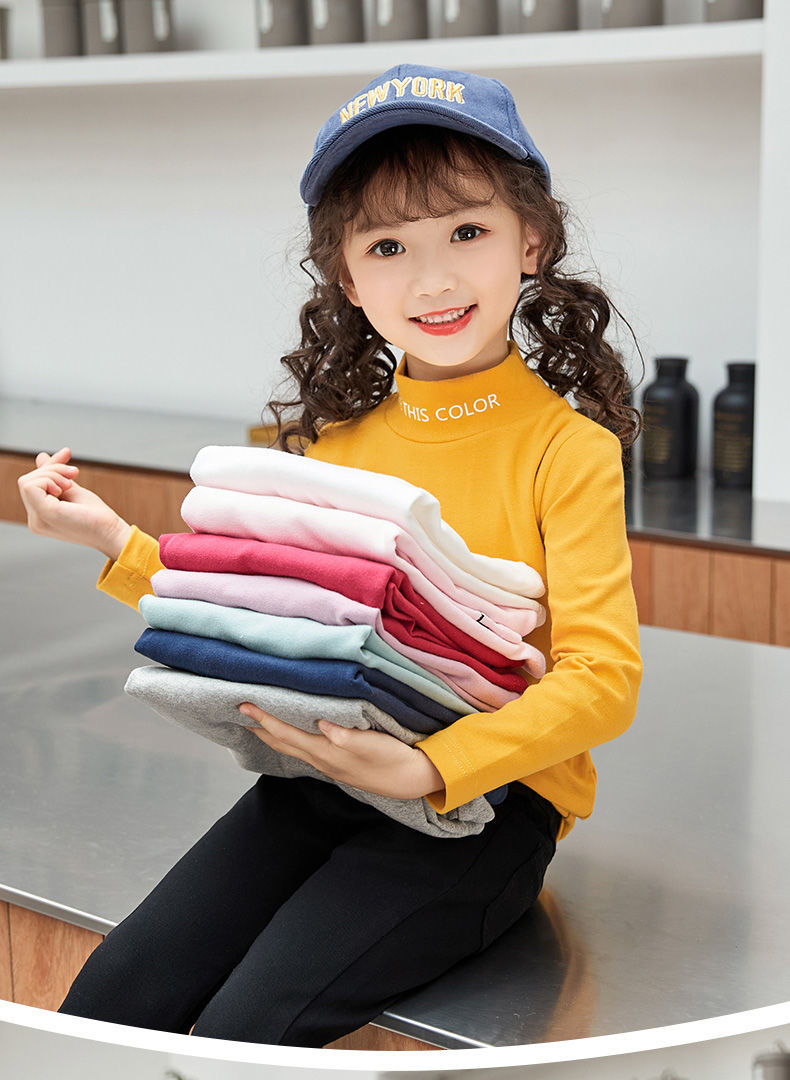 装儿童纯棉长袖t恤中大童洋气宝宝保暖上衣潮白色字母黄色字母150cm