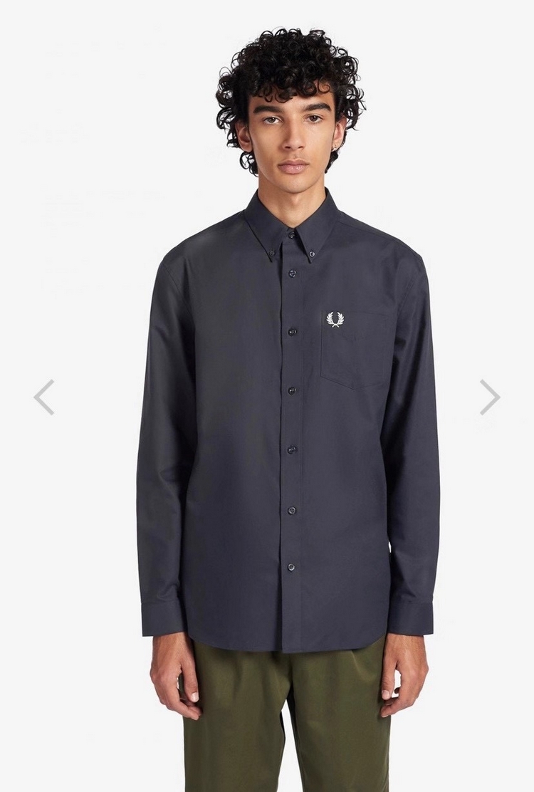 fredperry麦穗男装2022春夏新款衬衫纯棉牛津布商务刺绣修身长袖衬衣