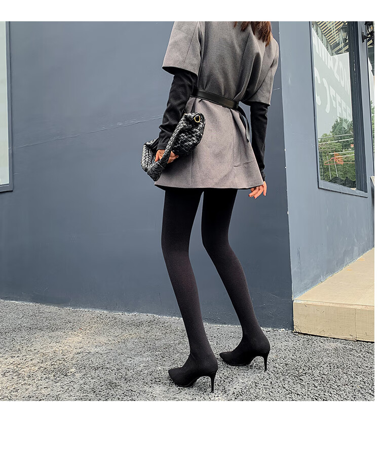 【鞋子京选】裤靴一体过膝长靴女超长针织弹力连身踩脚裤袜靴子细跟