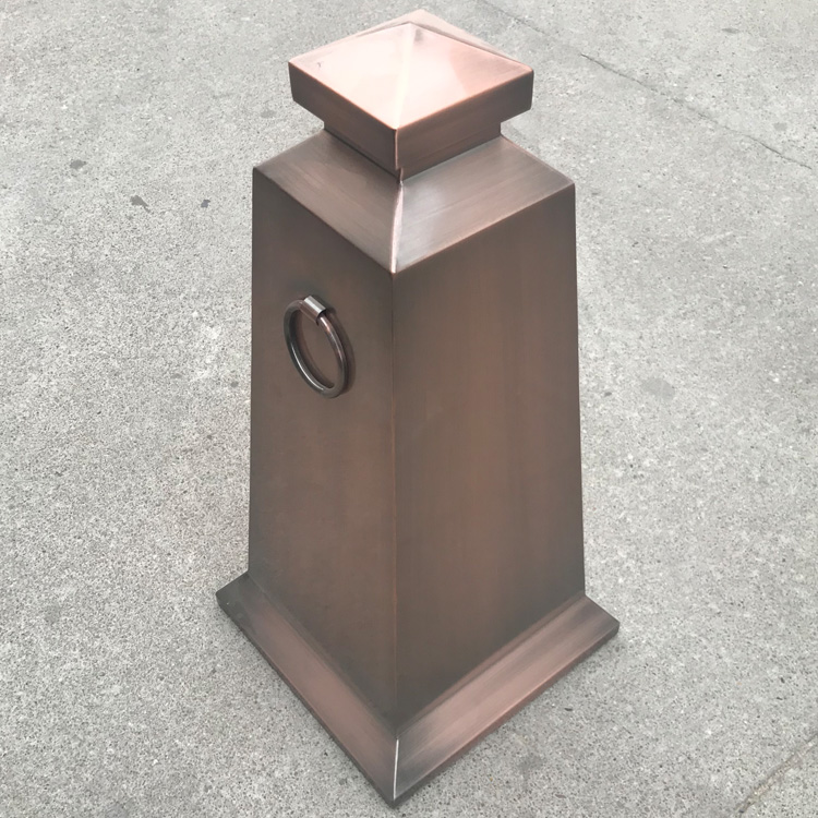 不锈钢金属路锥停车牌路障方锥反光锥停车场雪糕桶筒警示柱10款青古铜