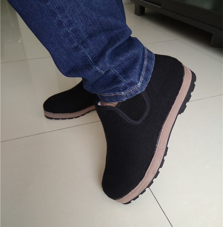 老头棉鞋男冬季保暖加绒加厚东北鞋高帮鞋中老年爸爸呢子面林甸鞋 鞋