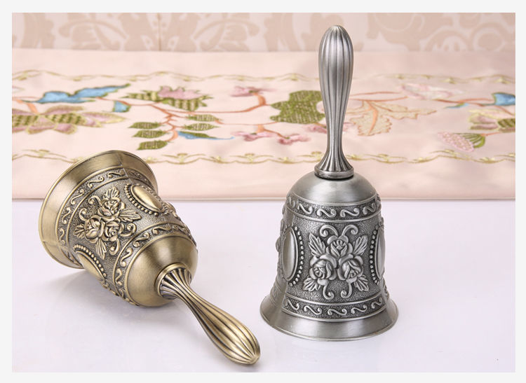 6015 欧式复古手摇铃青铜古风铃铛传菜铃餐厅摇铃上课铃宠物训练