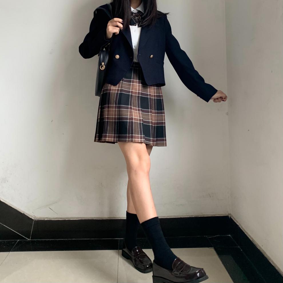 jk制服官方黑糖姜茶jk制服成品格现货正统日系校供高腰学院风格裙黑