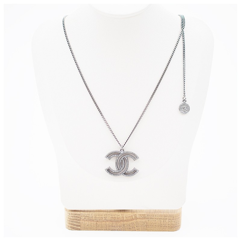 正品中检chanel香奈儿项链女经典双c镶嵌水钻时尚吊坠项链女士预售