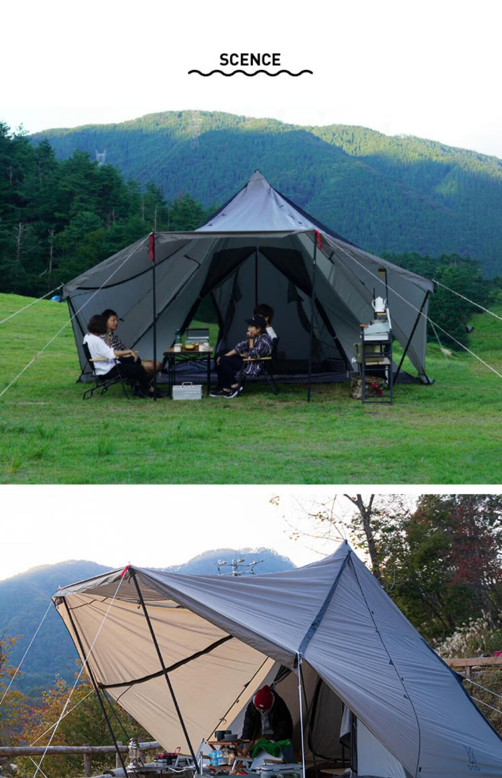 日本dod户外露营两室金字塔尖顶帐篷灰色寄居蟹灰色t6662gy现货