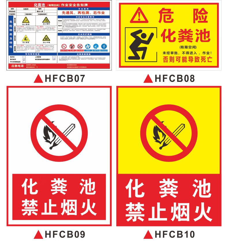 化粪池严禁烟火安全标识牌标志贴此处注意安全警示牌提示牌警示警告