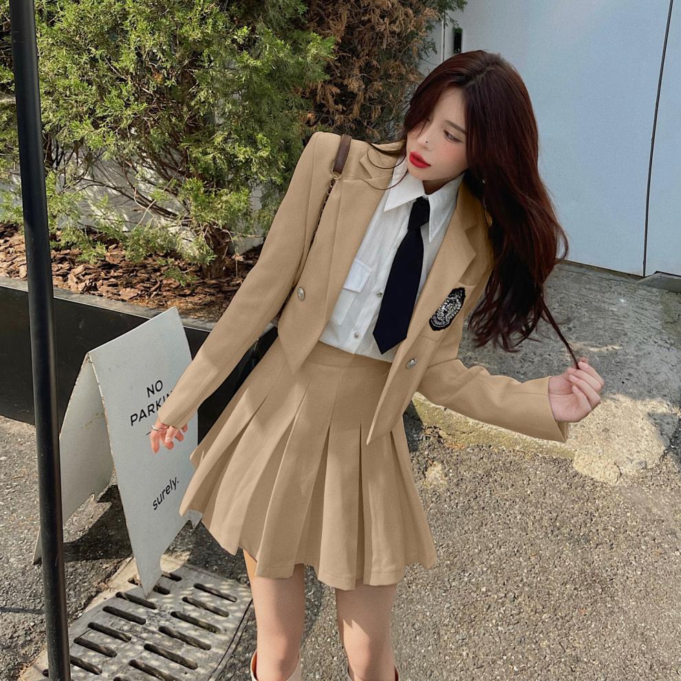 新品初中生女生jk制服套装学院风西装外套炸街女秋季英伦风韩国校服