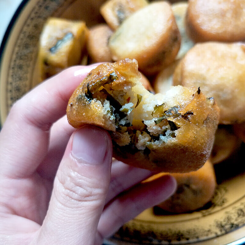 恩施油粑粑油香儿带葱辣椒酸菜馅儿现炸现发真空10个装200g【图片