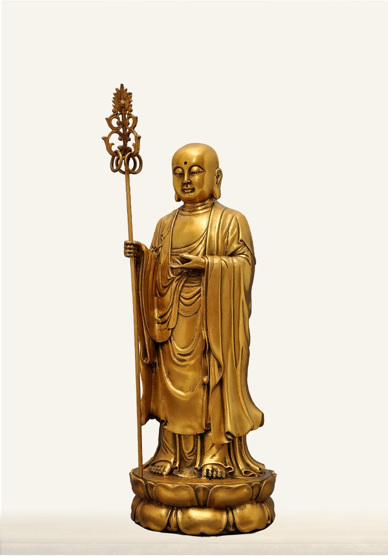 礼亿源全铜站立地藏王菩萨佛像摆件九华山地藏王菩萨佛教家居客厅佛堂