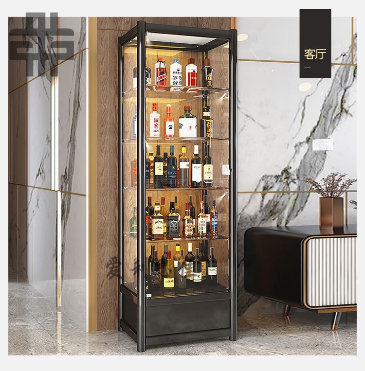 威赛星白酒柜家用小酒柜靠墙客厅钢化玻璃门欧式新款2021网红白酒展示