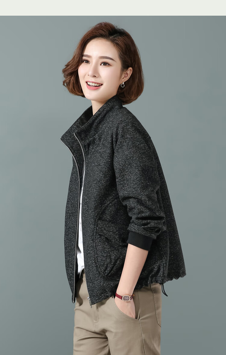 xuxu 香港潮牌 短款外套女装2020年秋冬新款立领休闲夹克大码宽松显瘦