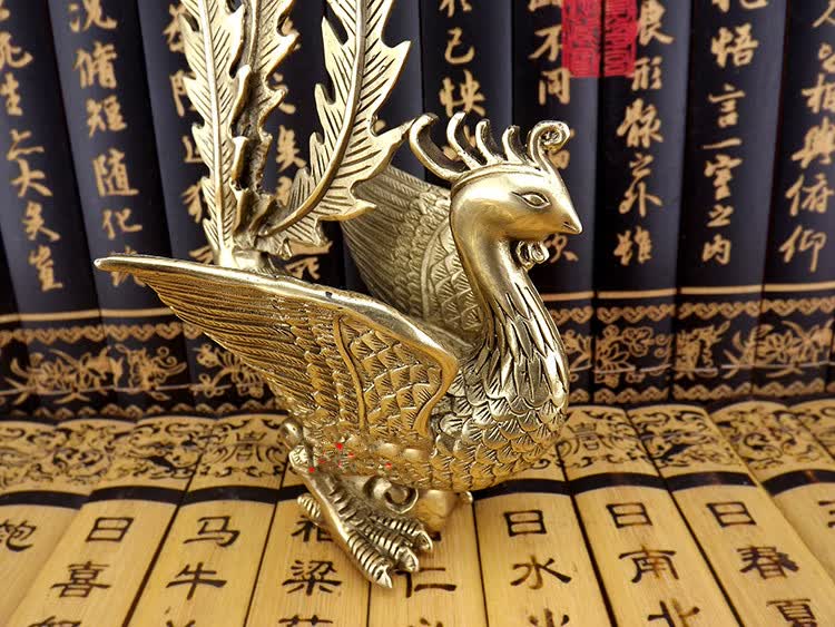 纯铜凤凰北方四方神朱雀风水摆件火凤凰增情缘纯铜朱雀孔雀摆设铜