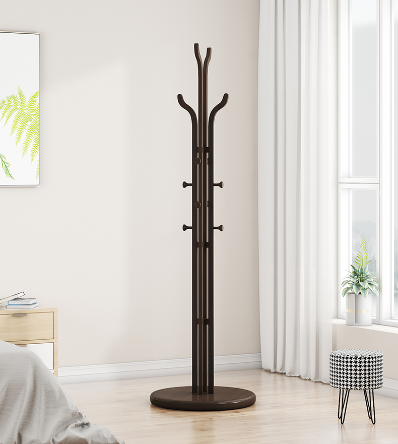 高档衣帽架家用衣帽架落地衣帽家用时尚好看的创意实木衣架子卧室客厅
