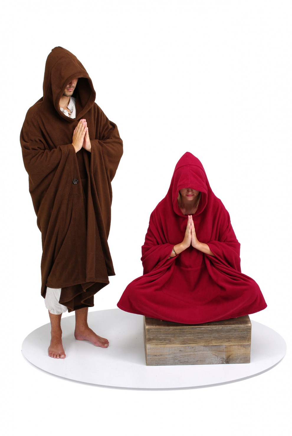 斗篷禅服男打坐披风秋冬季专用带帽坐禅被斗篷坐垫蒲团咖啡l码170cm