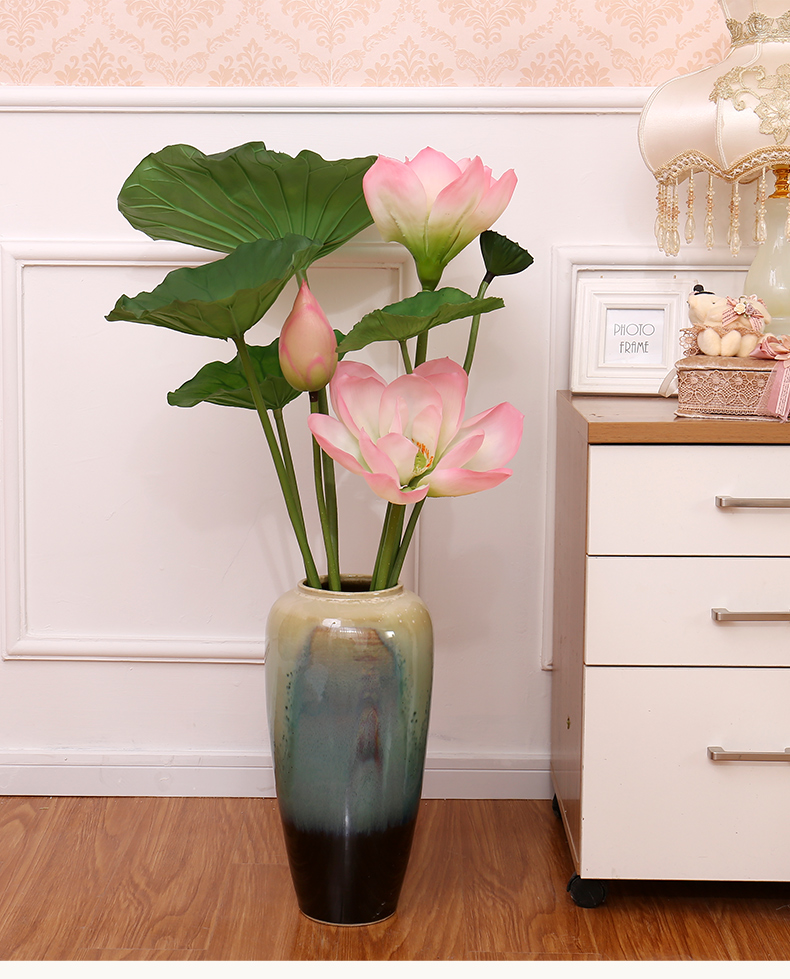 胶花绢花家庭装仿真花荷花荷叶pu手感假莲蓬莲花假绢花客厅桌面中式