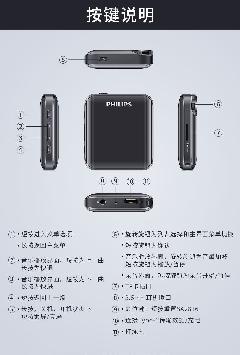 飞利浦(philips)飞利浦mp3无损音乐hifi播放器sa2816版蓝牙便携蓝牙