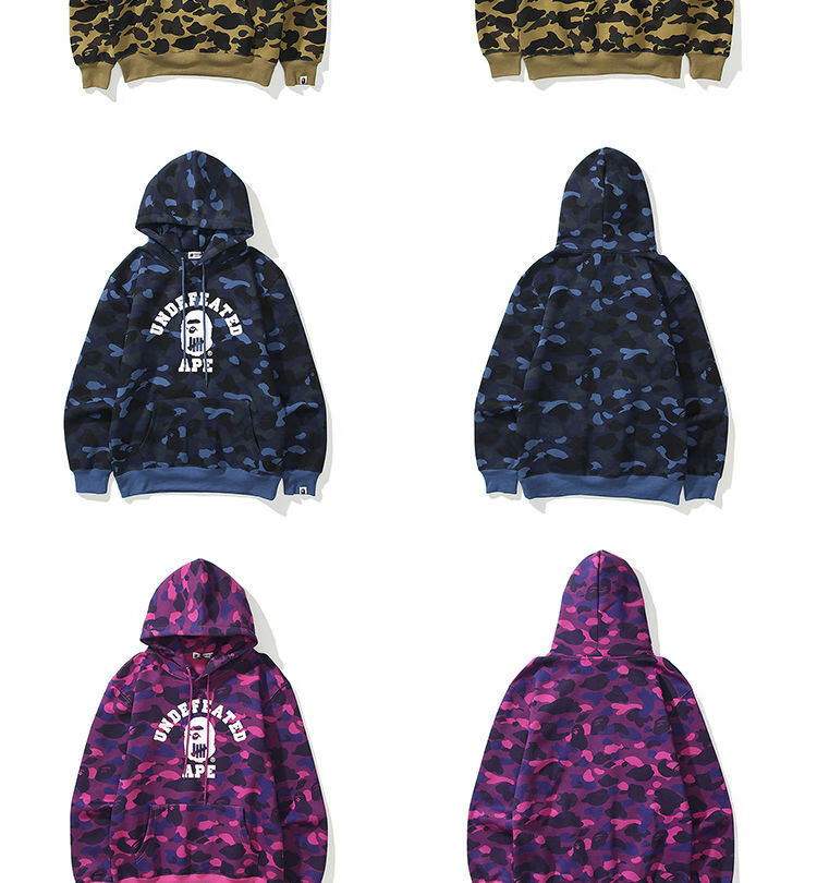 bape潮牌猿人头迷彩连帽卫衣男宽松印花鲨鱼头加绒un联名外套女 5