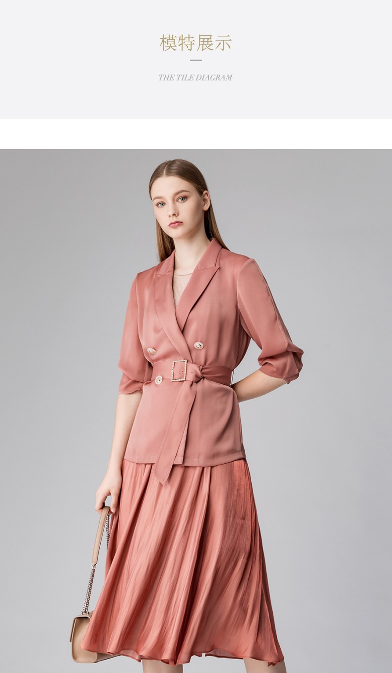 ellassay歌力思女装2021春季新款时尚气质双排扣钻饰小西装外套女 m