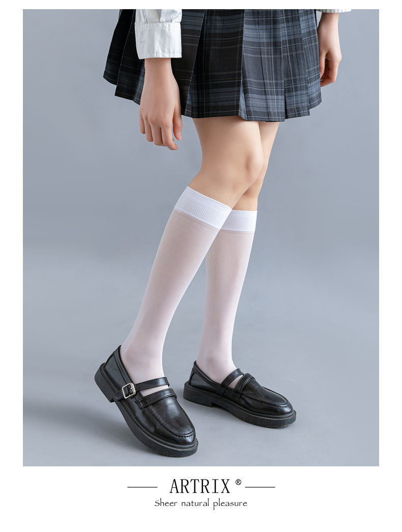 芮蜜婵学生长筒袜夏季女薄款透明白色丝袜夏小腿袜半膝袜长半身及膝袜