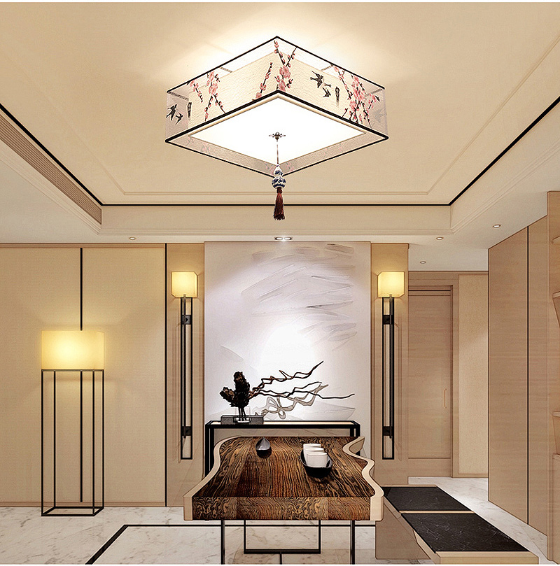 新中式吸顶灯客厅方圆形餐厅卧室大气简约现代家用中国风套餐灯具 a款